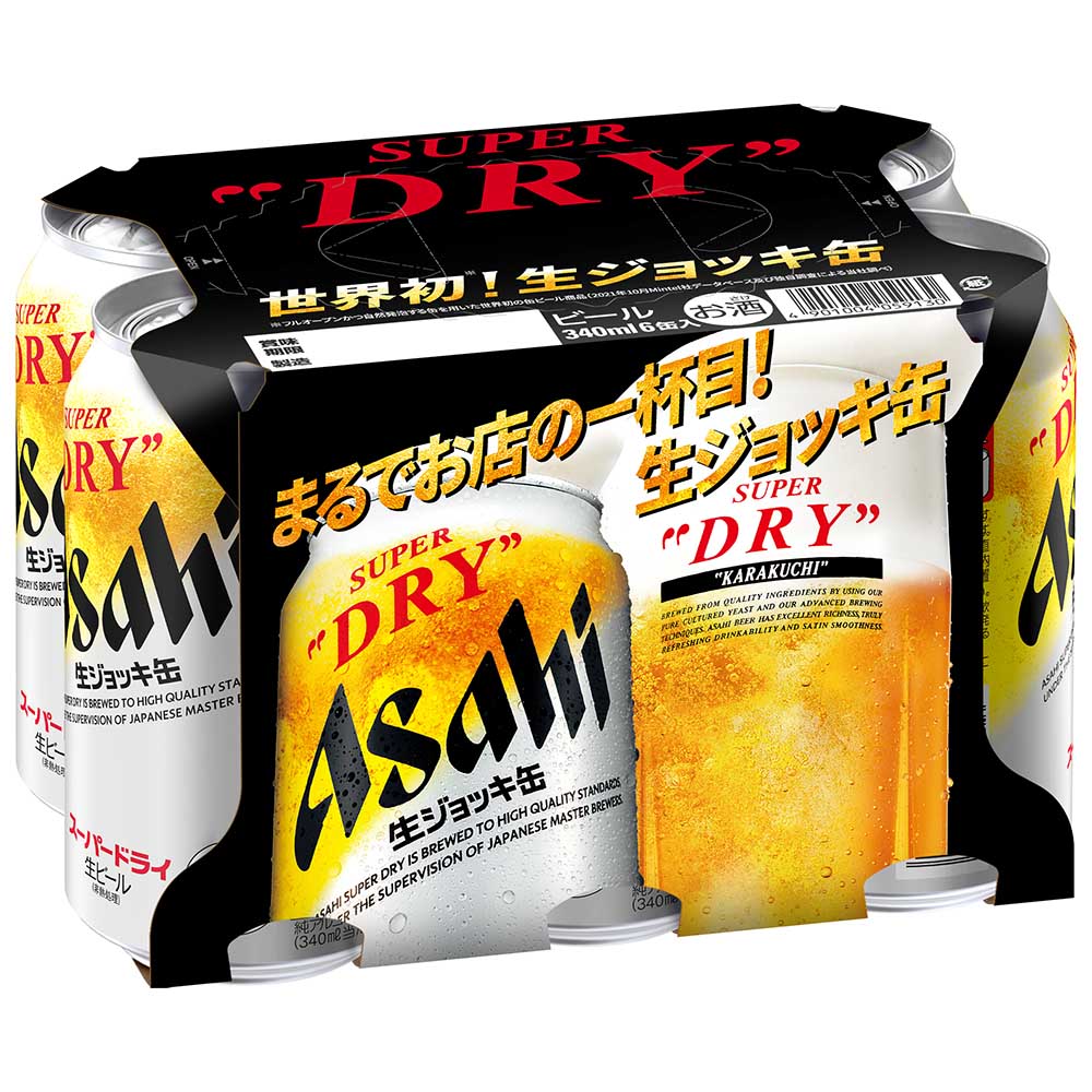 アサヒ　スーパードライ　生ジョッキ缶　340ｍｌ×６缶