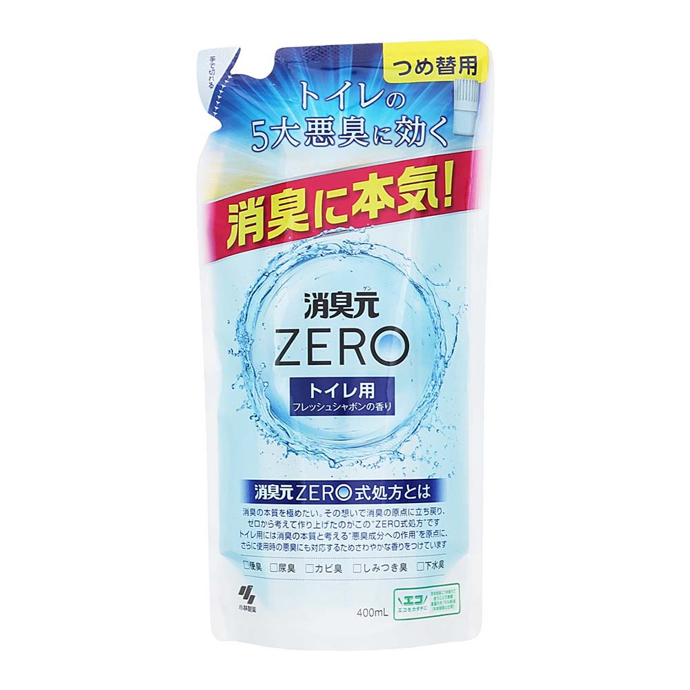 小林製薬　消臭元ZERO　トイレ用　フレッシュシャボンの香り　つめ替用　400ｍｌ