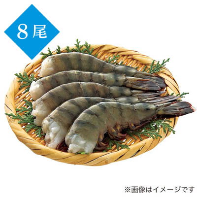 インドネシア産など　ブラックタイガー（超特大）解凍　8尾