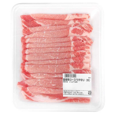 【グラム売】国産豚ロースうす切り（大）　約450ｇ