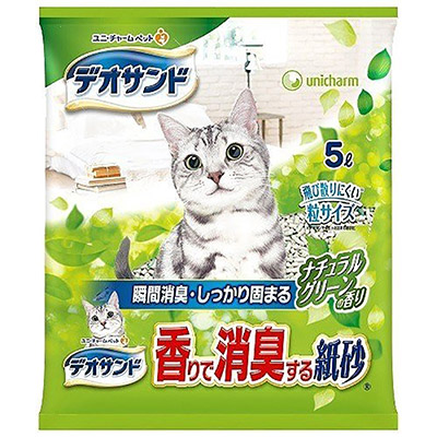 デオサンド 香りで消臭する紙砂 ナチュラルグリーンの香り 5L