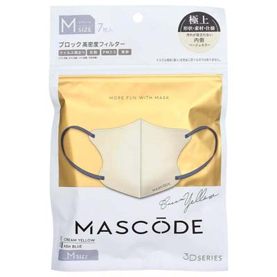 マスコード 3Dマスク Mサイズ クリームイエロー 7枚入