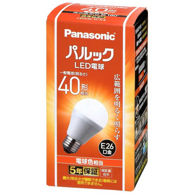 パナソニック　パルックLED電球　40形電球色相当　1個