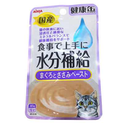 国産健康缶パウチ　水分補給まぐろとささみペースト　40ｇ