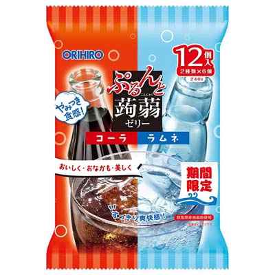 オリヒロ ぷるんと蒟蒻ゼリーパウチ コーラ+ラムネ 12個