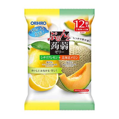 オリヒロ ぷるんと蒟蒻ゼリーパウチ シチリアレモン+北海道メロン