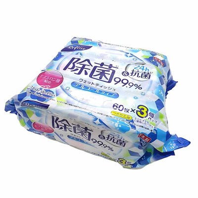 リファイン アルコール除菌 ウエットティッシュ 60枚×3個パック