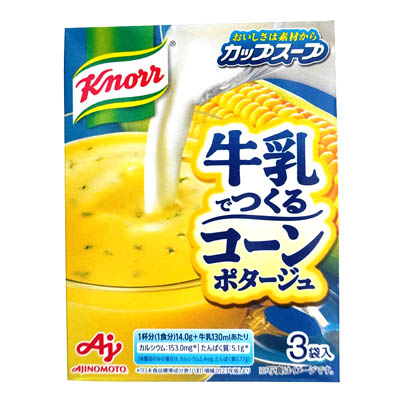 味の素　クノールカップスープ　牛乳でつくるコーンポタージュ　3袋入
