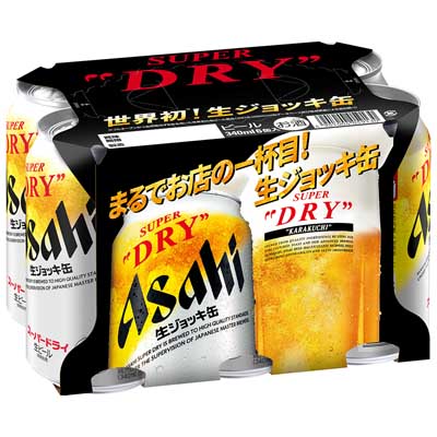 アサヒ　スーパードライ　生ジョッキ缶　340ｍｌ×６缶