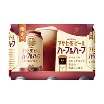 アサヒ　生ビールハーフ＆ハーフ　350ml×6缶