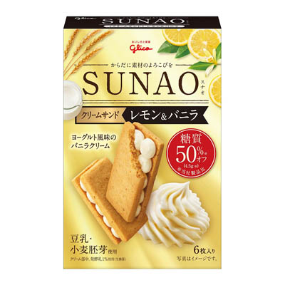 グリコSUNAOクリームサンドレモン&バニラ6枚