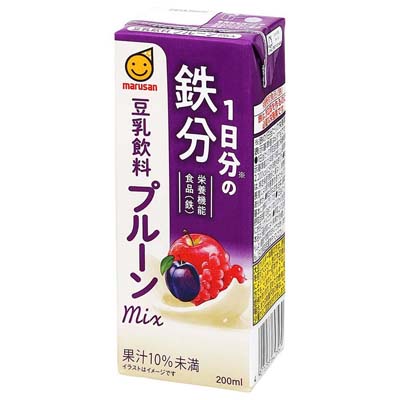 マルサン　１日分の鉄分　豆乳飲料　プルーンミックス　200ml