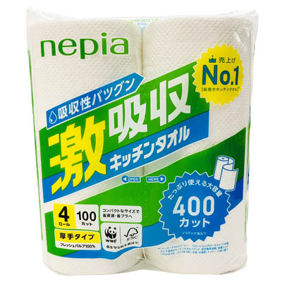 ネピア 激吸収キッチンタオル １００カット４ロール