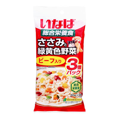いなば ささみと緑黄色野菜ビーフ入り 3袋
