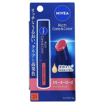 花王　ニベア　リッチケア＆カラーリップ　スモーキーローズ　2ｇ