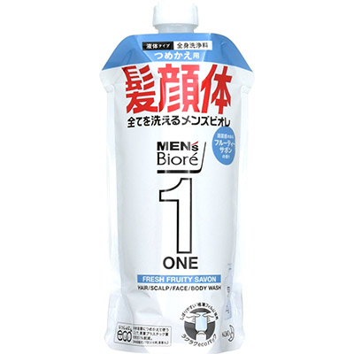 メンズビオレONE オールインワン全身洗浄料 フルーティーサボンの香り つめかえ用  340ml