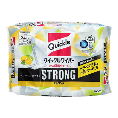 花王 クイックルワイパー立体吸着ウエットシート ストロング リフレッシュレモンの香り 24枚入