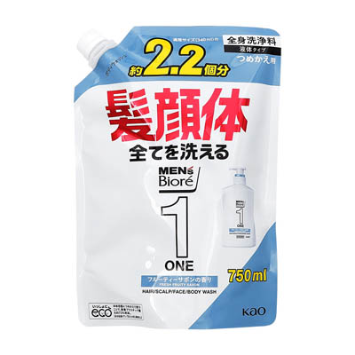 花王 メンズビオレONE オールインワン全身洗浄料 フルーティーサボンの香り つめかえ用 750ml