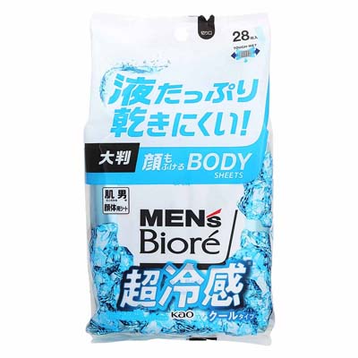 花王 メンズビオレ 顔もふけるボディシート クールタイプ 28枚入