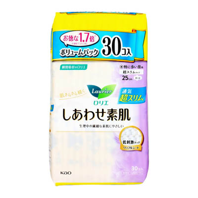 ロリエ　しあわせ素肌　超スリム　特に多い昼用　羽つき　30個入