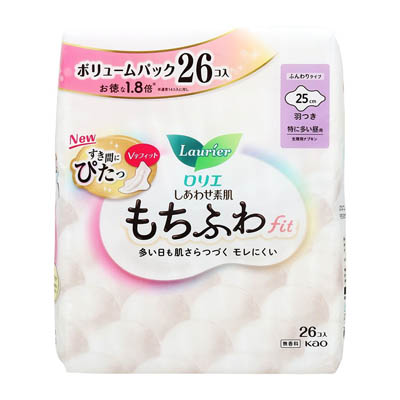 ロリエ　しあわせ素肌　もちふわfit　ボリュームパック　特に多い昼用　羽つき　26個入