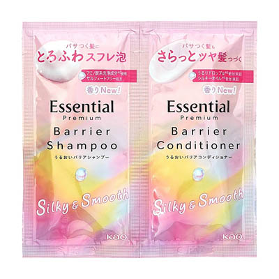花王　エッセンシャル　プレミアム　バリアシャンプー＆コンディショナー　シルキー＆スムース