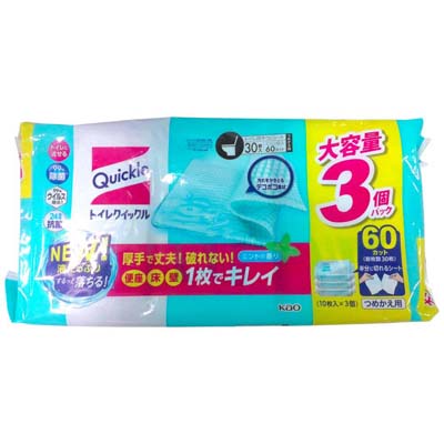 花王　トイレクイックル　ミントの香り　つめかえ用　10枚入×3個パック