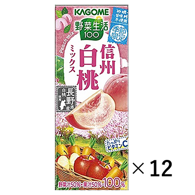 カゴメ 野菜生活100 信州白桃ミックス 12本