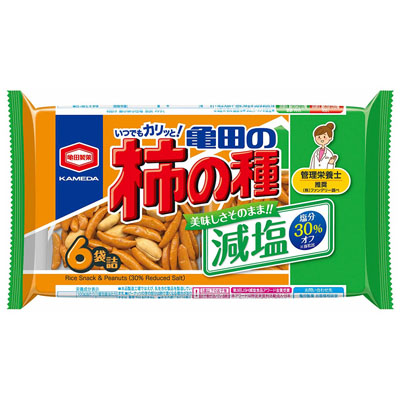 亀田の柿の種 減塩 6袋詰 164g