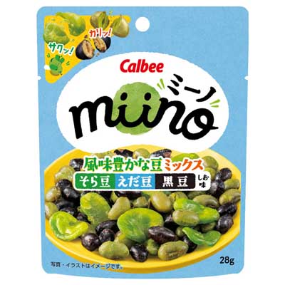 カルビー miino風味豊かな豆ミックス そら豆えだ豆黒豆 しお味 28g
