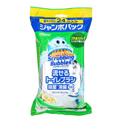 スクラビングバブル 流せるトイレブラシ除菌消臭プラス ホワイトブロッサム 替えブラシジャンボパック 24コ入り ジャンボパック