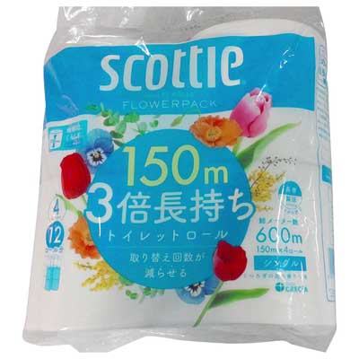 スコッティ フラワーパック3倍長持ちトイレットロール シングル 4ロール