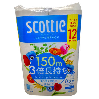スコッティ フラワーパック 3倍長持ち シングル 150m×12ロール