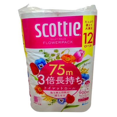 スコッティ フラワートイレット 3倍巻 ダブル 75m×12ロール