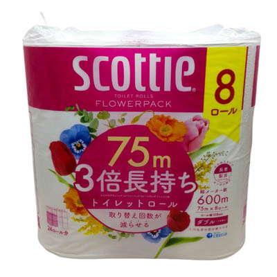 スコッティ フラワートイレット 3倍巻 ダブル 75m×8ロール