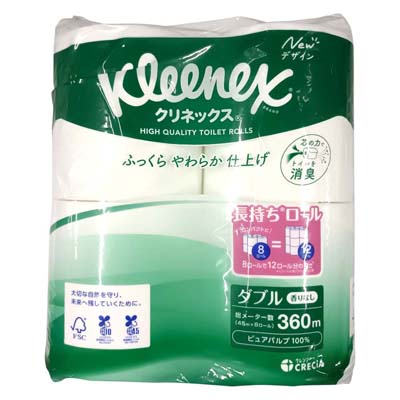 クリネックス　長持ちロール　無香料　ダブル　45ｍ×8ロール