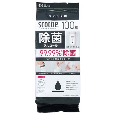 クレシア　スコッティ　ウェットティシュー　除菌アルコール　つめかえ用　100枚入