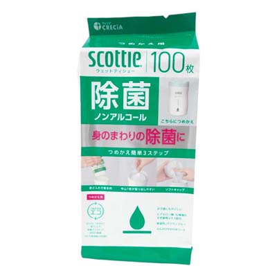 クレシア　スコッティ　ウェットティシュー　除菌ノンアルコール　つめかえ用　100枚入