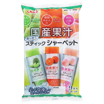 しんこう スティックシャーベット メロン&みかん&白桃 3種×3本入