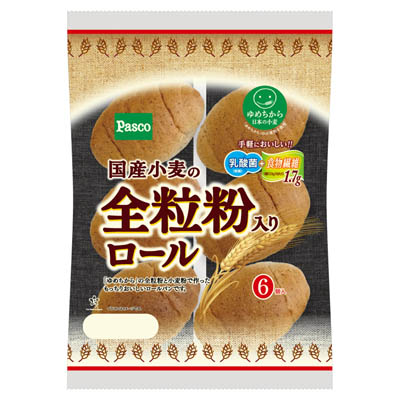 パスコ　国産小麦の全粒粉入りロール６個入