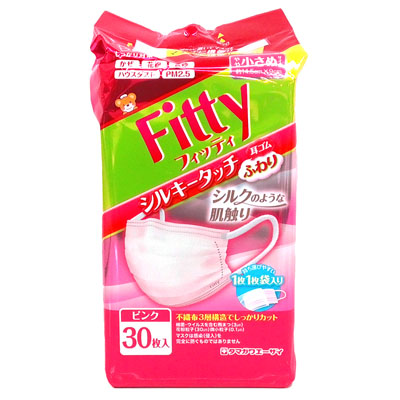 フィッティ シルキータッチ 耳ゴムふわり ピンク やや小さめ 30枚入