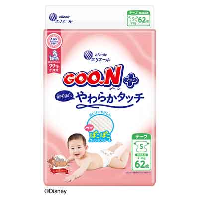 グーンプラス 敏感肌にやわらかタッチテープ Sサイズ 62枚