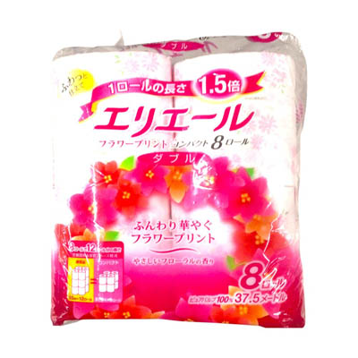エリエール　フラワープリントコンパクト　ダブル　37.5ｍ×8ロール