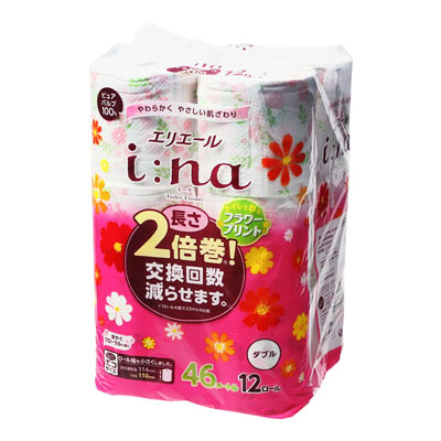 エリエール イーナ 2倍巻ダブル フラワープリント 46m×12ロール