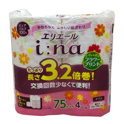 エリエール イーナ トイレットペーパー 3.2倍巻 ダブル 75m×4ロール