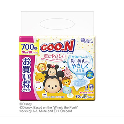 グーン　肌にやさしいおしりふき　７０枚×１０コパック