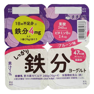 チチヤス　しっかり鉄分ヨーグルト　70ｇ×4個入