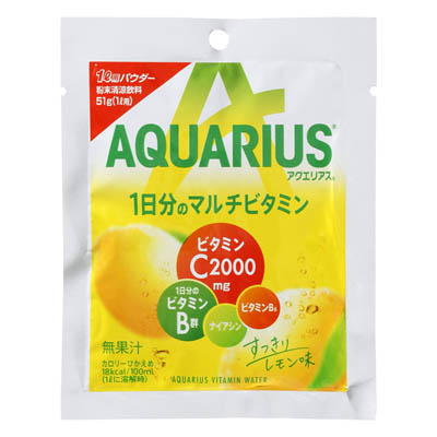 コカ・コーラ　アクエリアス　１日分のマルチビタミン（1Ｌ用パウダー）すっきりレモン味　51ｇ