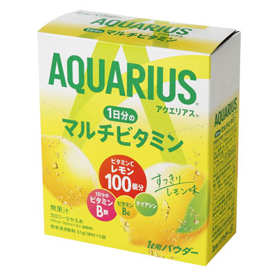 コカ・コーラ　アクエリアス　１日分のマルチビタミン（1Ｌ用パウダー）すっきりレモン味　51ｇ×5袋