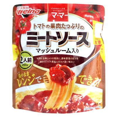 日清製粉ウェルナ マ・マー トマトの果肉たっぷりのミートソース マッシュルーム入り 260g